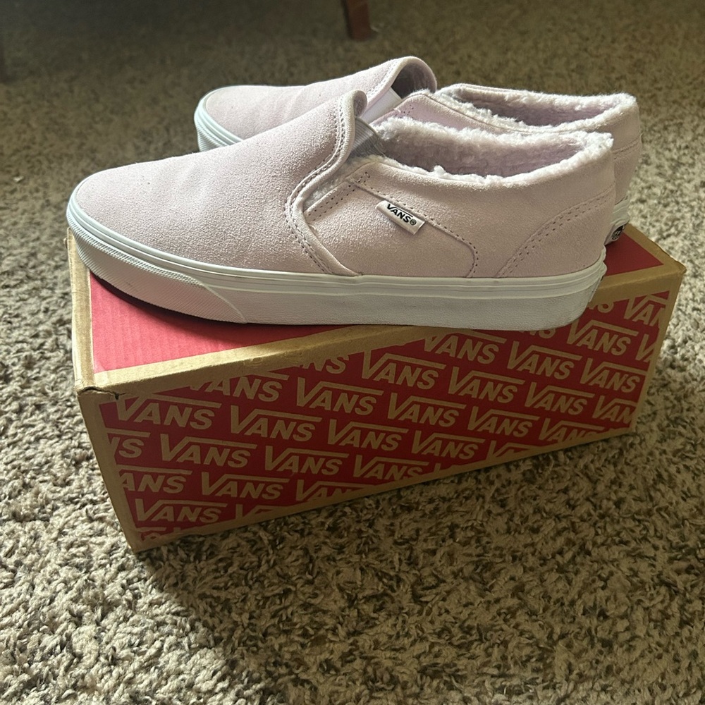 Vans Light Pink Fuzzy Slip-On